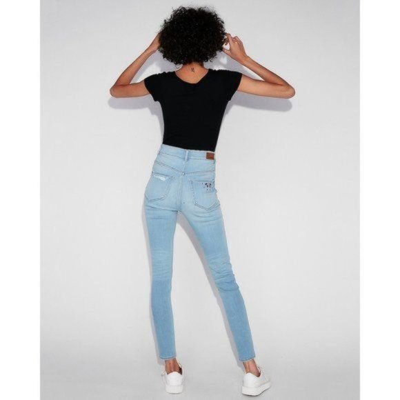 Express High Waisted Embellished Jean Legging 0 - Picture 5 of 5